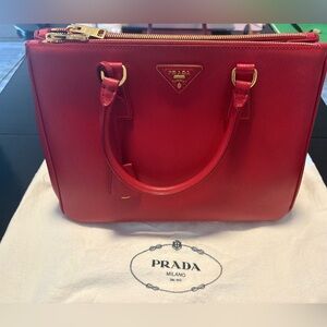 Prada Saffiano Medium Galleria Double Zipper Satchel
